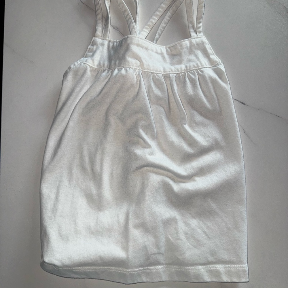 The Children's Place White Tank Top with Ruched Detail Size 3T